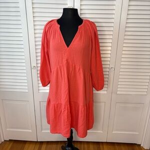 GAP Bright Coral Peasant Dress